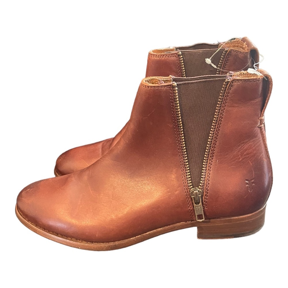 New! Frye Carly Zip Chelsea Leather Ankle Boots